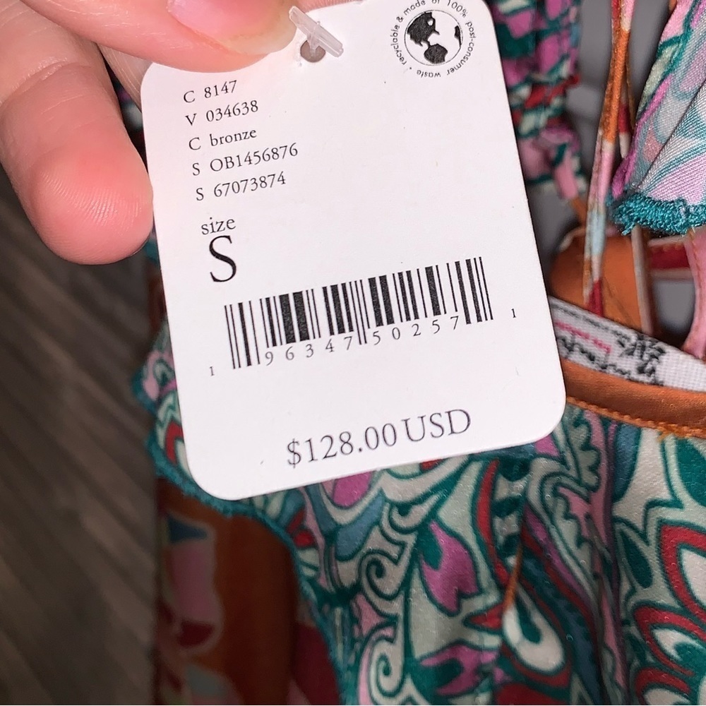 Intimately FP NEW Retro BALI Floral Ruffled Tie Bust Mini Slip Dress Size S - Picture 7 of 8